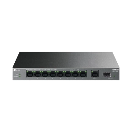 TP-Link LS1210GP switch - asztali, 10 port, gigabites, 8 porton PoE+