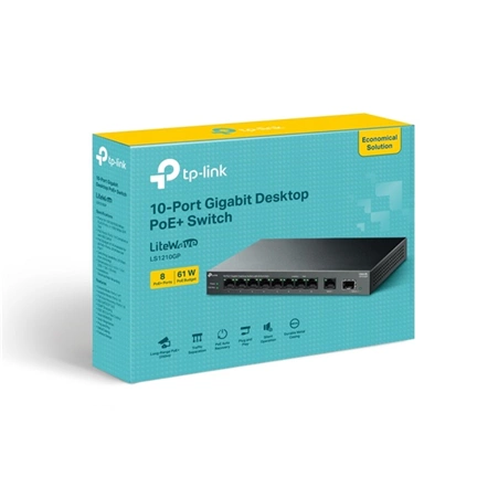 TP-Link LS1210GP switch - asztali, 10 port, gigabites, 8 porton PoE+