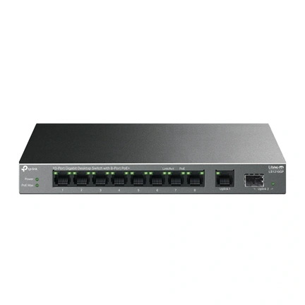 TP-Link LS1210GP switch - asztali, 10 port, gigabites, 8 porton PoE+