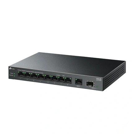 TP-Link LS1210GP switch - asztali, 10 port, gigabites, 8 porton PoE+