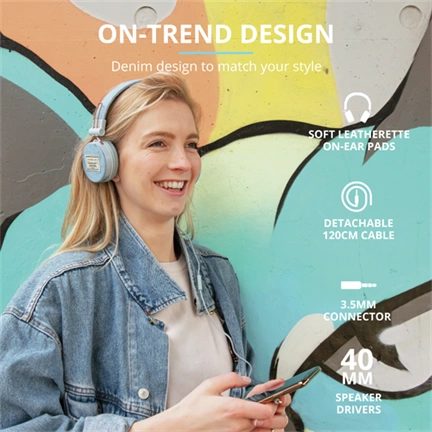 TRUST Fyber Headphones - light denim