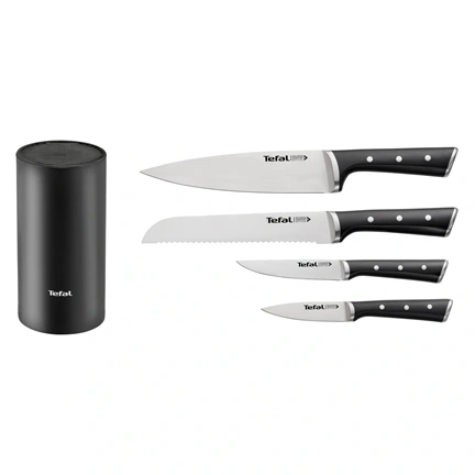 Tefal K2325S75 ICE FORCE műanyag késtartó + 4 kés (kenyérvágó kés, szakácskés, faragókés, univerzális kés)
