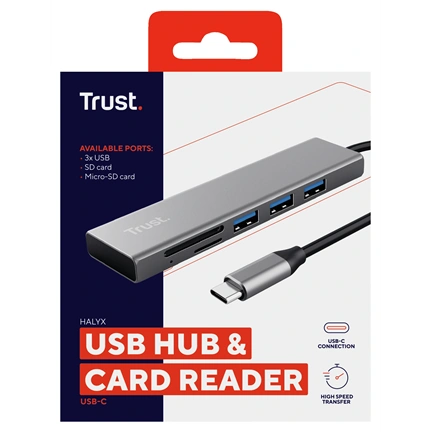 Trust 24191 Halyx Fast USB-C Hub & Card Reader
