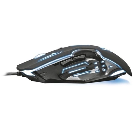 Trust Egér Gamer - GXT 108 Rava (Optikai érzékelő; 2000DPI; 6 gomb; RGB LED; gumizott külső; fekete)
