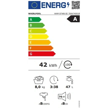 Whirlpool WAM 87WB EE 8kg-os elöltöltős mosógép
