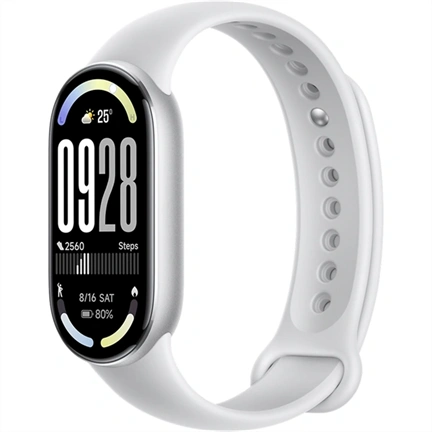 Xiaomi Smart Band 10 okoskarkötő - fémkeret, 1,72" AMOLED kijelző, pulzus, SpO2, Glacier Silver aktivitásmérő